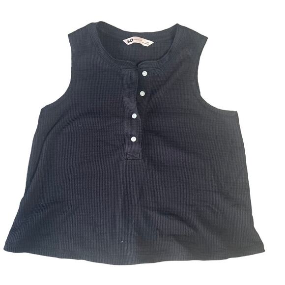 SO XS Button Up Waffle Knit Tank Top Sleeveless NWOT Extra Small - Picture 1 of 2